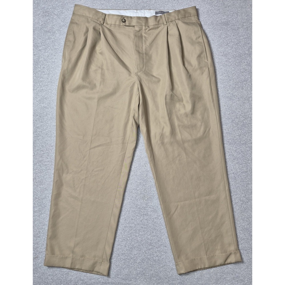 Daniel Cremieux Signature Dress Pants Mens 40x30 Beige Pleated Straight Leg Slac